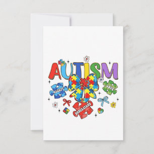 Autism Awareness Bow Coquette Puzzle Piece Neuro  Invitation