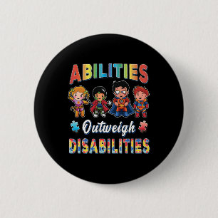 Autism Awareness Boy Abilities Outweigh Disabiliti Button