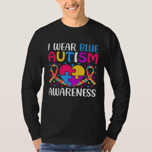 Autism Awareness Boys Girls I Wear Blue ASD Puzzle T-Shirt