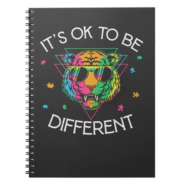 Autism Awareness Boys Girls Tiger Autistic Kids Notebook (Front)