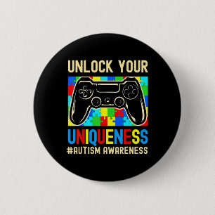 Autism Awareness Boys Girls Video Game Controller Button