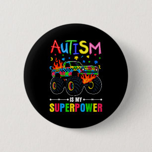 Autism awareness boys monster truck kids girls button