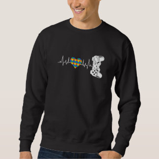 Autism Awareness Boys Video Game Heartbeat Retro A Sweatshirt