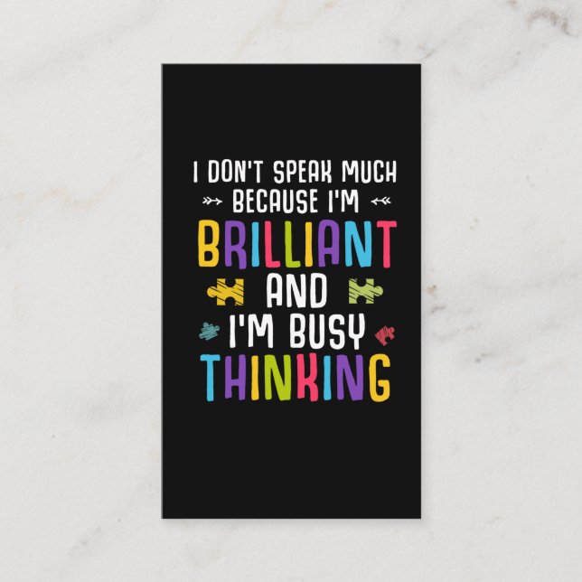 Autism Awareness Brilliant Child Autistic Puzzle Business Card (Front)