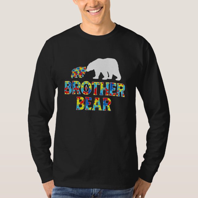 Autism Awareness Brother Bear Puzzle Support Autis T-Shirt (Front)