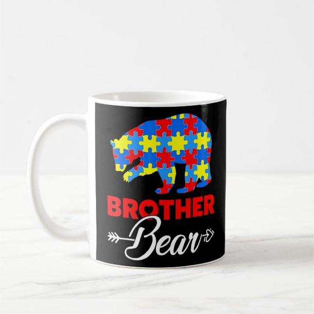 Autism Awareness Brother Bear Support Autistic Men Coffee Mug (Left)