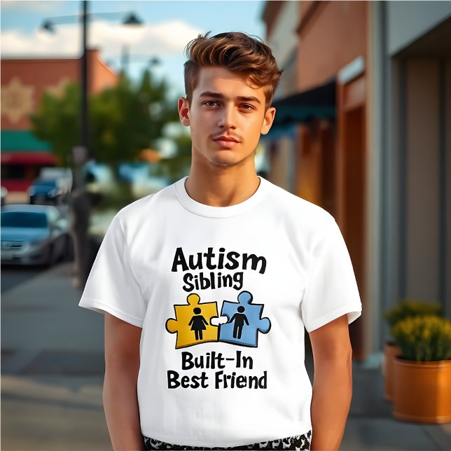 Autism Awareness Brother: Built-In Best Friend T-Shirt (Autism Awareness T-Shirt  - Brother)