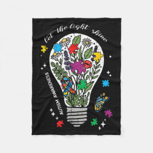 Autism Awareness Bulb Let The Light Shine ASD Fleece Blanket