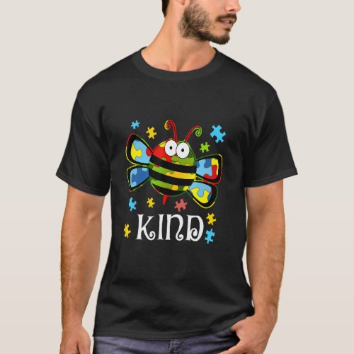 Autism Awareness Bumble Bee Be Kind Puzzle Piece A T_Shirt