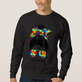 Autism Awareness Bun Sunglasses Mom Women Sweatshirt