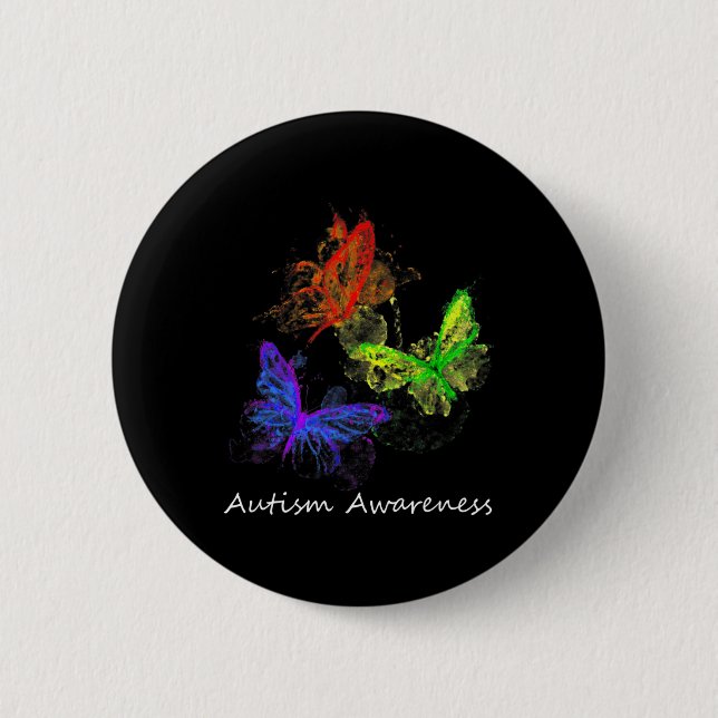 Autism Awareness Butterflies Without Puzzle Pieces Button (Front)