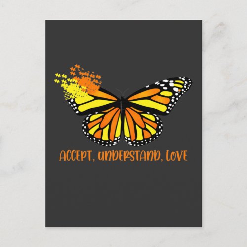 Autism Awareness Butterfly Accept Understand Love Postcard