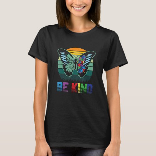 Autism Awareness Butterfly Be Knid Support Autis T_Shirt