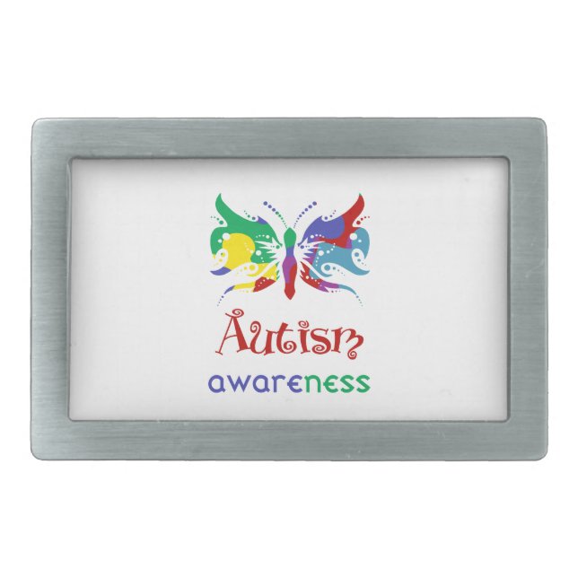 Autism Awareness Butterfly Belt Buckle (Front)
