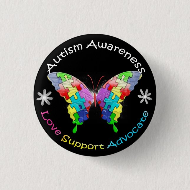 Autism Awareness Butterfly Button (Front)