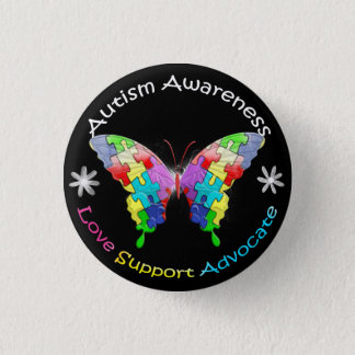 Autism Awareness Butterfly Button