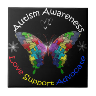 Autism Awareness Butterfly Ceramic Tile