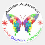 Autism Awareness Butterfly Classic Round Sticker | Zazzle