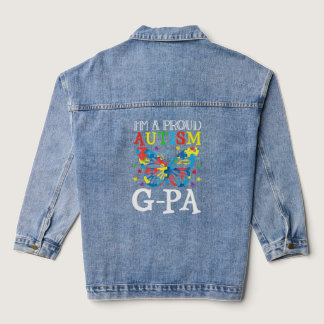 Autism Awareness Butterfly I'm a Proud Autism G pa Denim Jacket