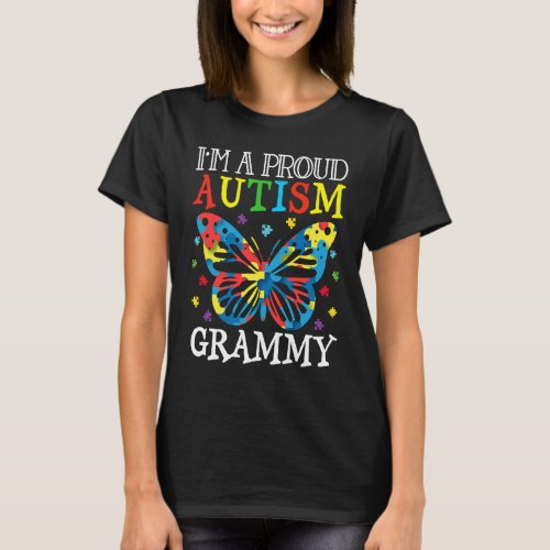 Autism Awareness Butterfly Im a Proud Autism Gram T_Shirt