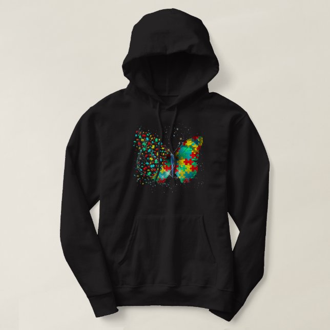 Autism Awareness Butterfly Peace Lover Gift Men Wo Hoodie (Design Front)