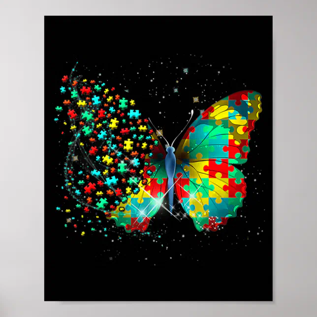 Autism Awareness Butterfly Peace Lover Gift Men Wo Poster | Zazzle