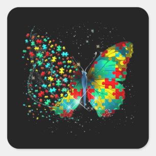 Autism Awareness Butterfly Peace Lover Gift Men Wo Square Sticker