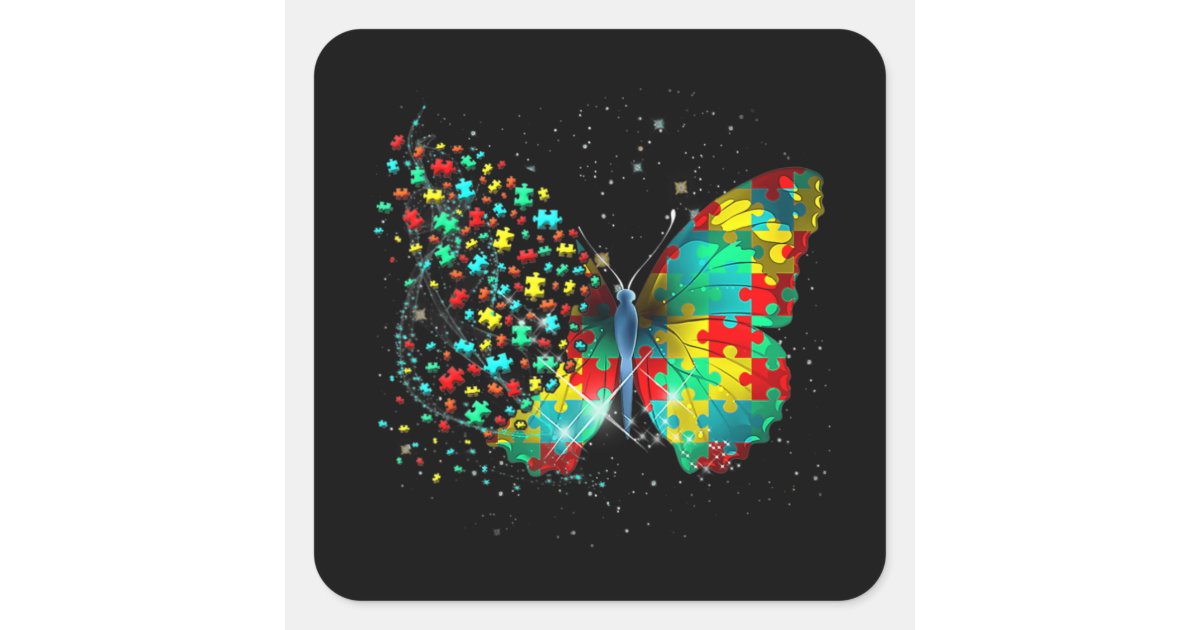 Autism Awareness Butterfly Peace Lover Gift Men Wo Square Sticker | Zazzle