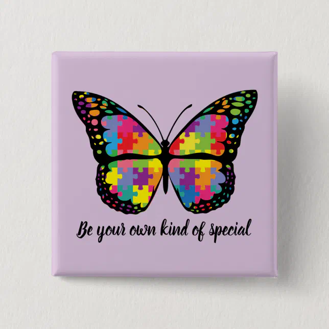 Autism Awareness Butterfly Puzzle Piece Pinback Button | Zazzle