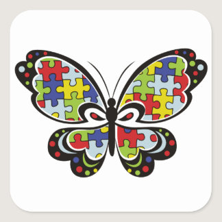 Autism Awareness Butterfly Square Sticker