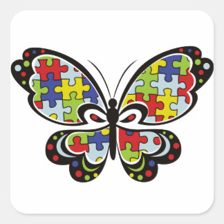 Autism Awareness Butterfly Square Sticker