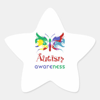 Autism Awareness Butterfly Star Sticker