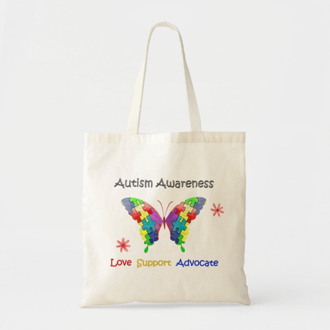 Autism Awareness Butterfly Tote Bag (Front)