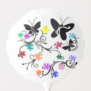 Autism Awareness Butterfly with floating pieces Balloon