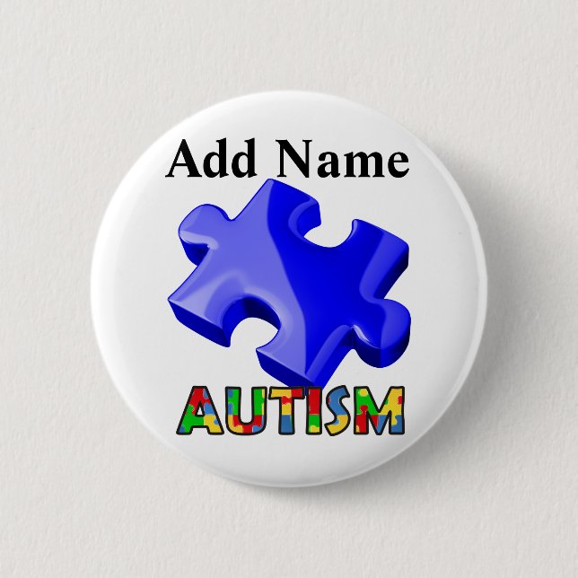 Autism Awareness Button Blue Puzzle Customize (Front)