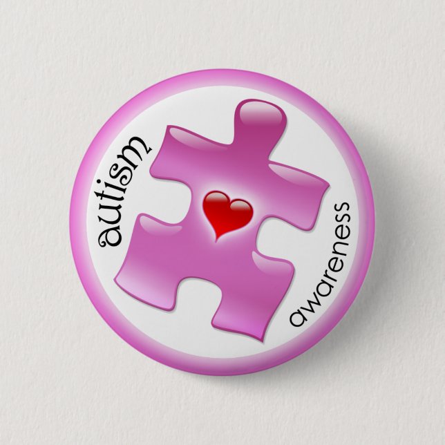 Autism Awareness Button - Pink (Front)