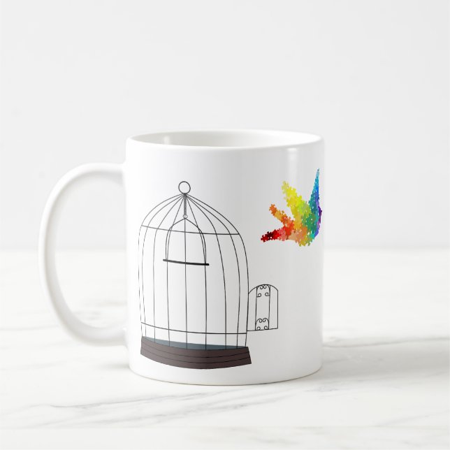 Autism Awareness Caged Bird Mug (Left)