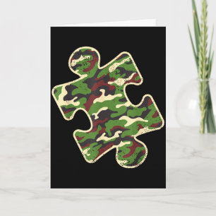 Autism Awareness Camo Puzzle Piece Vintage Camofla Card
