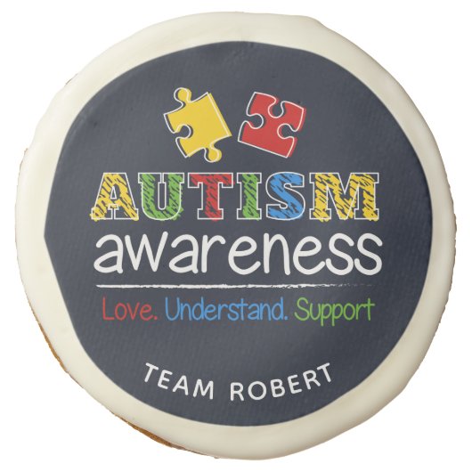 Autism Awareness Campaign Team Support Personalize Sugar Cookie (Front)