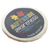 Autism Awareness Campaign Team Support Personalize Sugar Cookie (Angled)