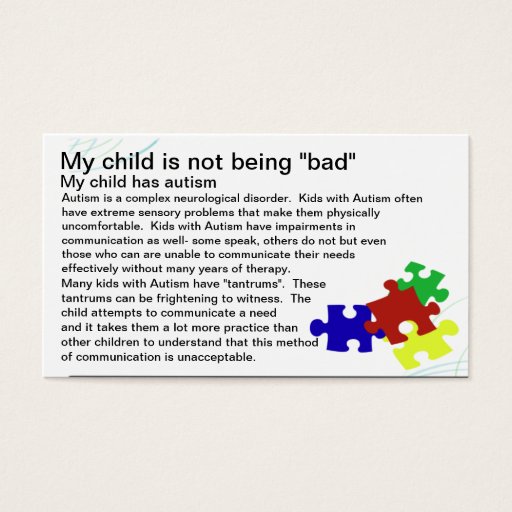 Customizable Autism Awareness card Business Card Template