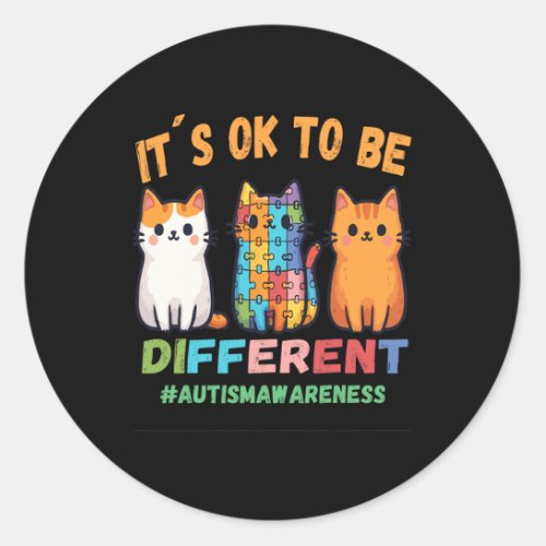 Autism Awareness Cats  Classic Round Sticker
