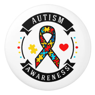 Autism awareness ceramic knob