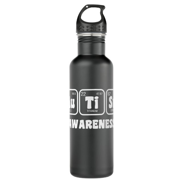 Autism Awareness Chemical Element Stainless Steel Water Bottle (Front)