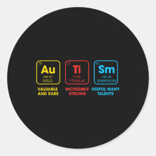 Autism Awareness Chemistry Elements Periodic Table Classic Round Sticker