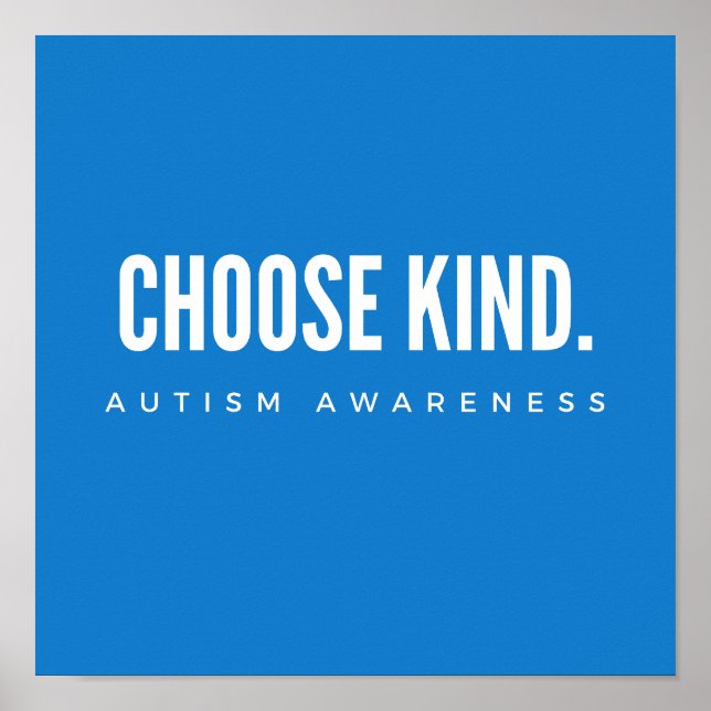 autism awareness choose kind Poster Prints Sign (Front)