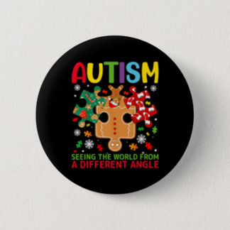 Autism Awareness Christmas Autistic Xmas Day Pajam Button