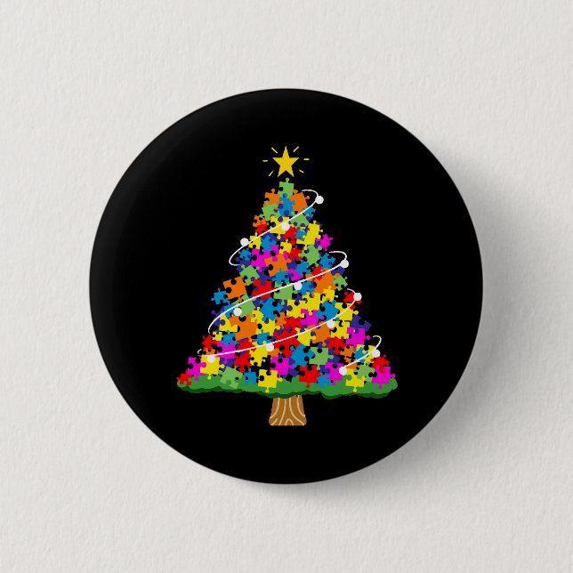 Autism Awareness Christmas Tree Button (Front)