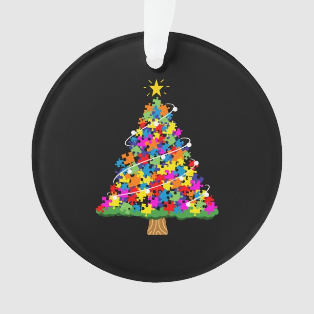 Autism Awareness Christmas Tree Ornament (Front)
