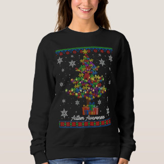 Autism Awareness Christmas Tree Pajama Matching  U Sweatshirt